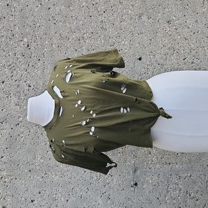 distressed cotton cropped tee